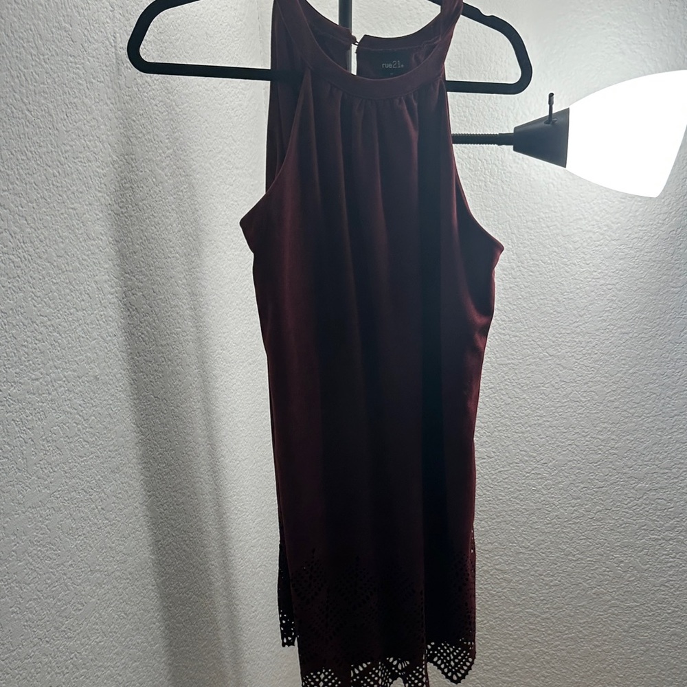 Rue21 Burgundy Mini Dress with Lace Detail